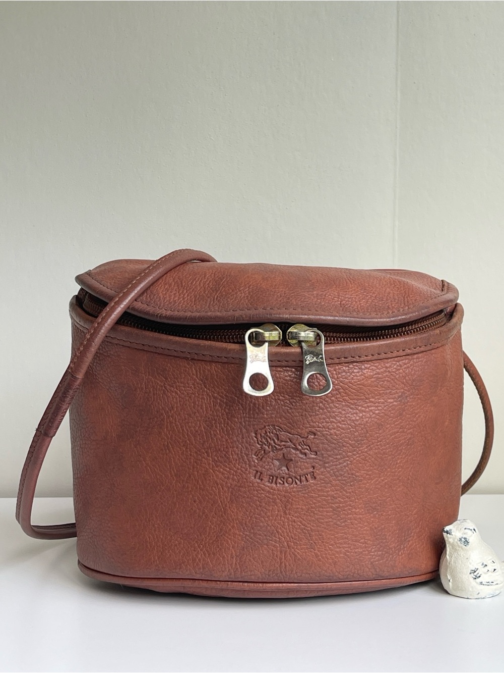 IL BISONTE Vintage Genuine Leather Crossbody Made In Italy